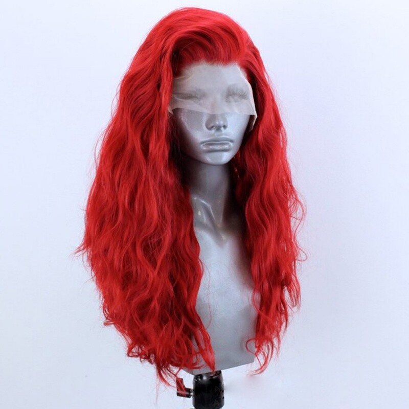 Curly Long Hair Front Lace Wig European and American Style Wig Head Cover Linen