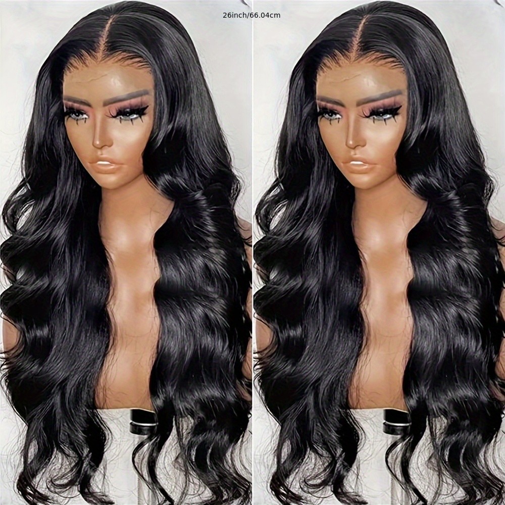 Women Natural Black Long Loose Wave Lace Front Wigs Glueless Soft As Human Hair