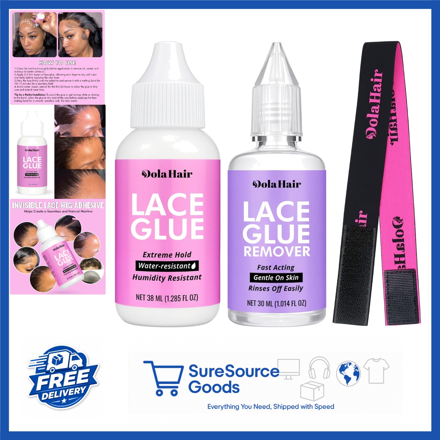3pcs Lace Wig Glue Kit – Strong Hold Waterproof Adhesive for Hairpieces
