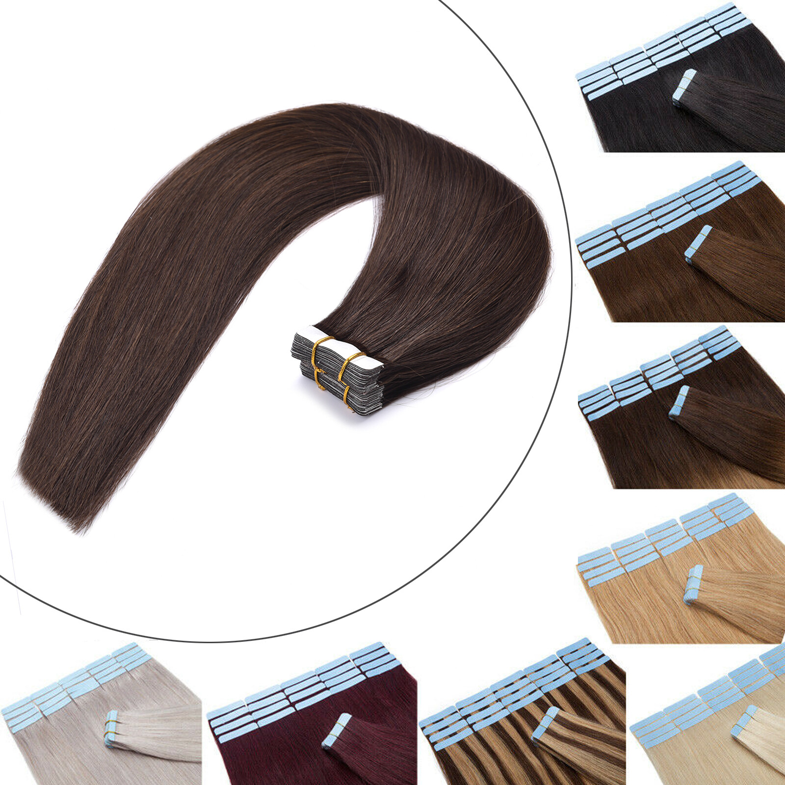 Skin Wefts Tape in Hair Extensions Remy Real Human Hair BalayageHighlight Blonde