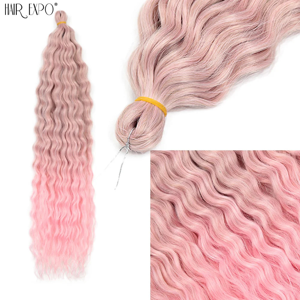 22 Inch Ombre Ariel Curl Crochet Hair Synthetic Deep Wave Braid Hair Extensions