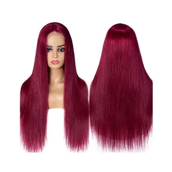 12 Inch Straight Lace Front Wig Burgundy Red 13×4 Human Hair 180% Density