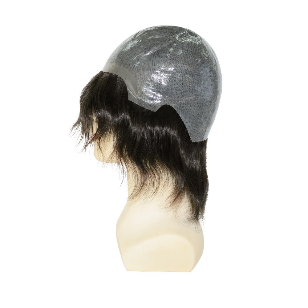Mens Human Hair Full Head Wigs Thin Skin Wig Hair Replacement Medium Size 6” #2