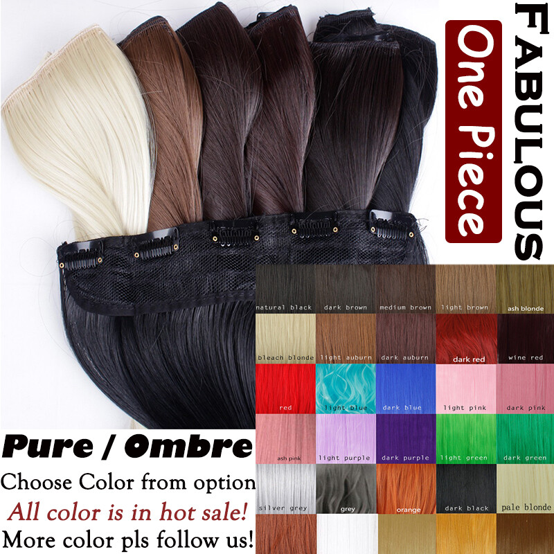 Extra Thick Long Curly Ombre One Piece Full Head Clip In Hair Extension As Human