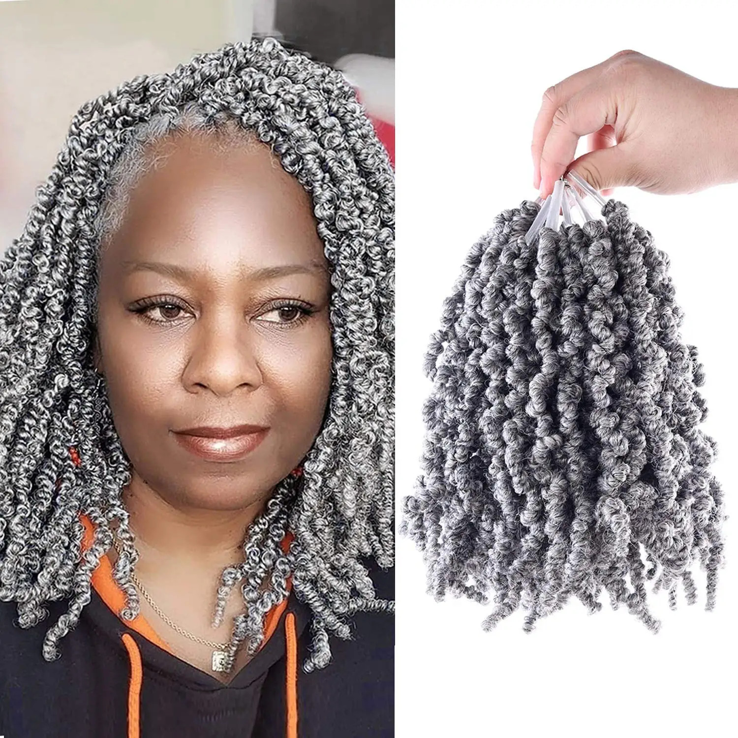 Short Curly Spring Pre twisted Ombre Synthetic Crochet Braids Hair Extensions