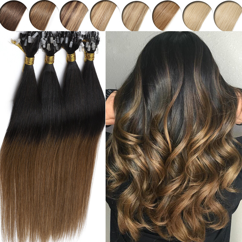 Micro Loop Rings Tip Hair Extensions Micro Beads Link Brazilian Human Hair Ombre