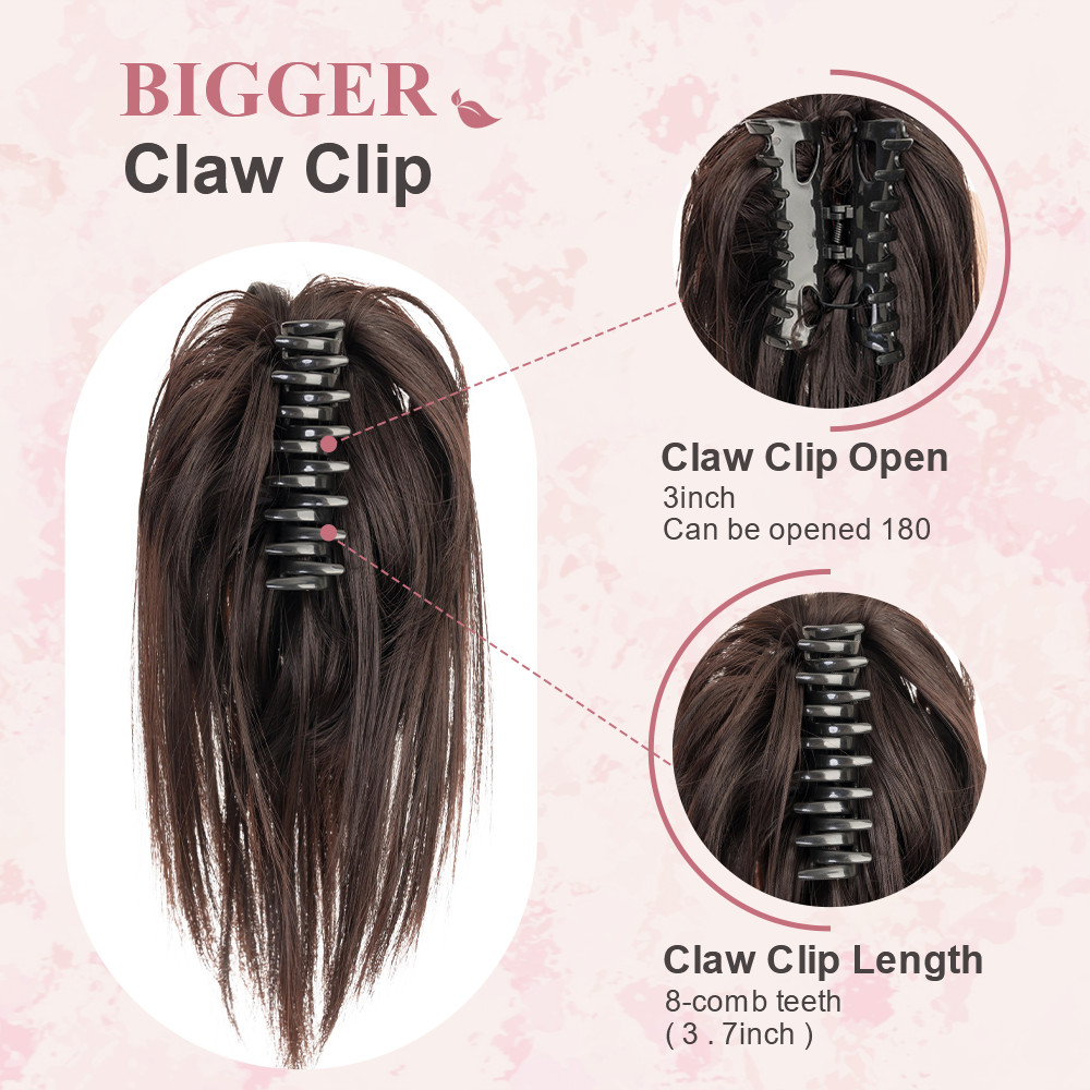 Natural Clip on Messy Bun Hair Piece Claw Clip in Updo Wedding Hair Extension US