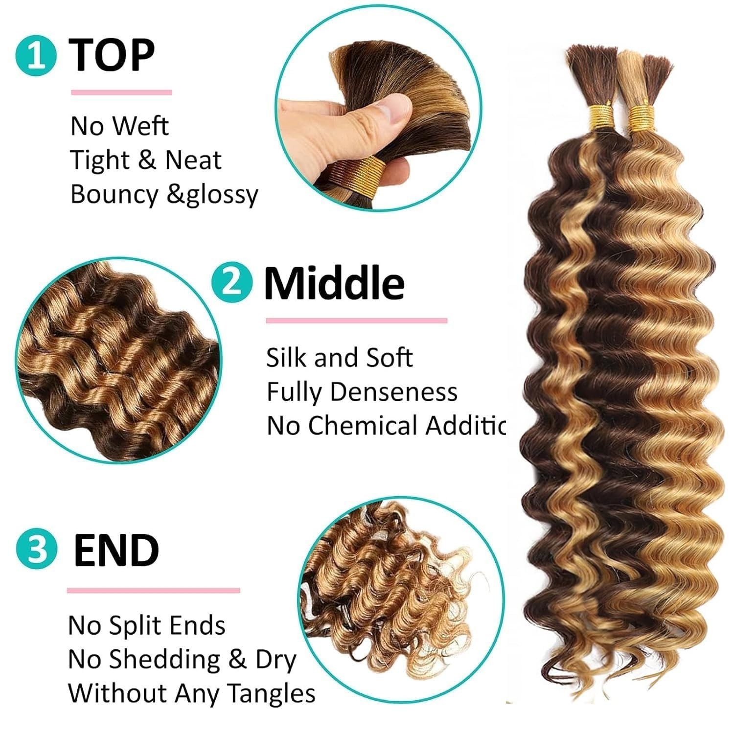 Human Braiding Hair for Boho Braids Human Hair 2 Bundles/Pack 110g 20 Inch 12…