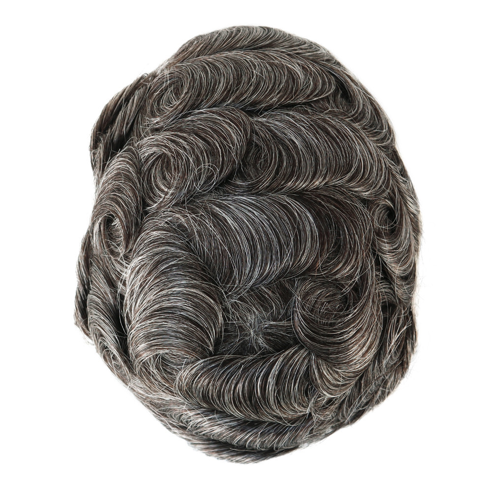 Mens Toupee Human Hair Replacement System 0.04mm Skin PU Hairpiece 100% Denisty