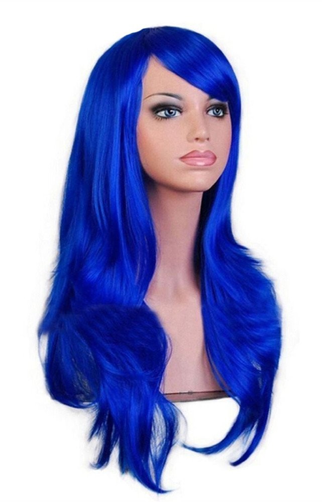 Wigs 28″ Long Wavy Hair Heat Resistant Cosplay Wig for Women (Blue)