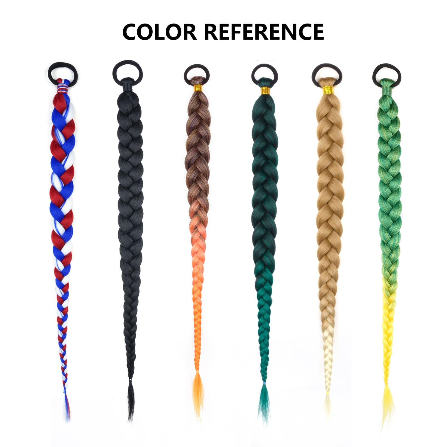 Black Ponytail Extension 2 Pack Braid Ponytail Extension with Elastic Tie Straig