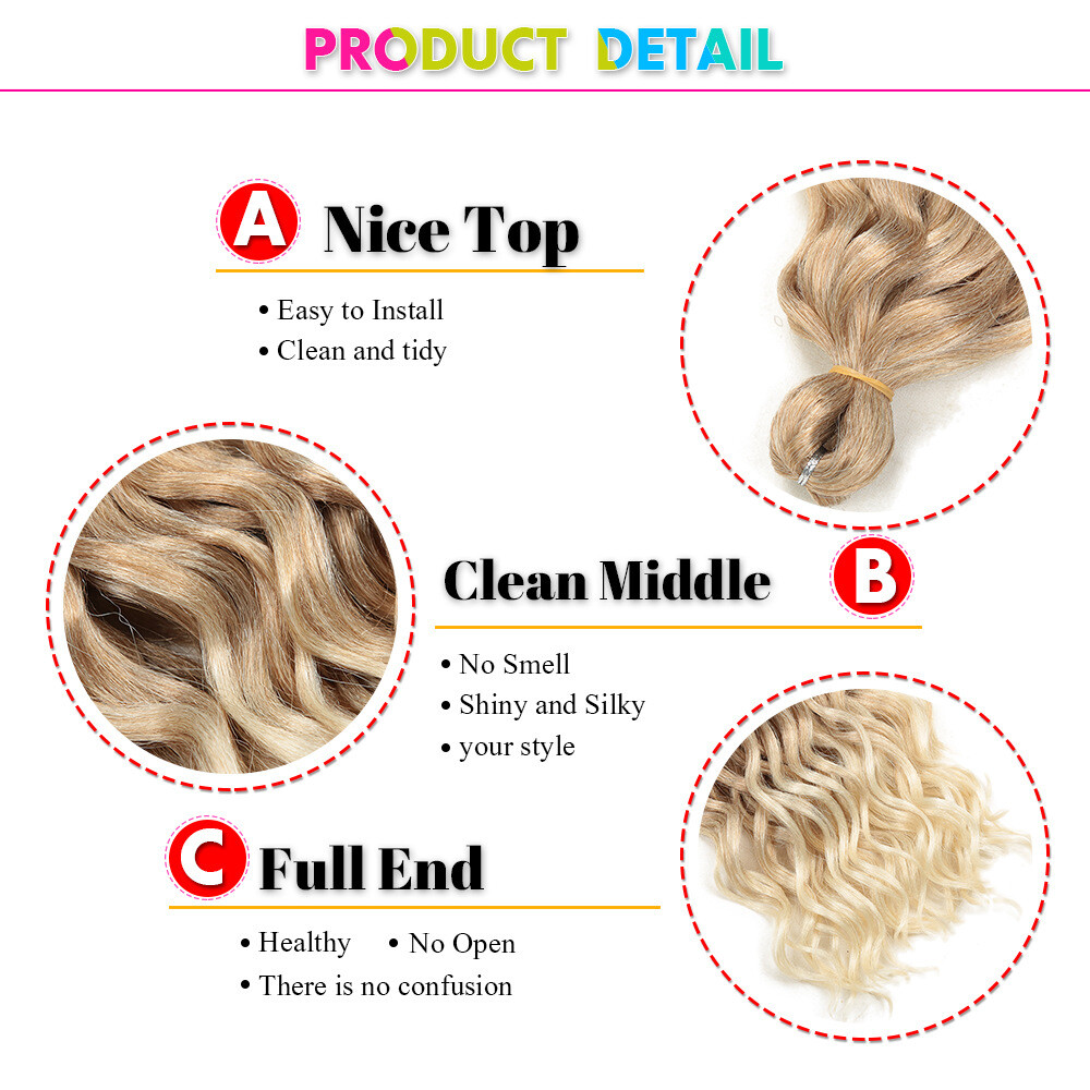 18″/24″ Deep Wave Crochet Braids Hawaii Curls Braiding Hair Extension Synthetic
