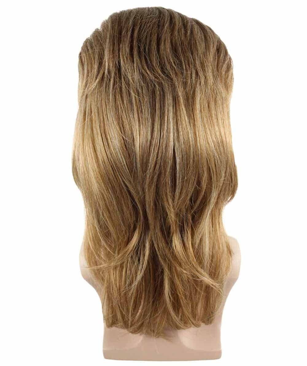 Adult Men’s 80’s Mullet Wig Brown , Premium Breathable Capless Cap, HM-247A