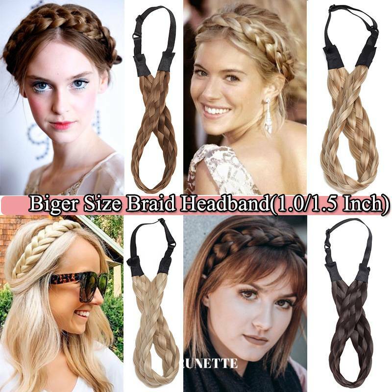 Women Hair Braided Plaited Headband Plait Hairband Hairwear as Human Synthetic