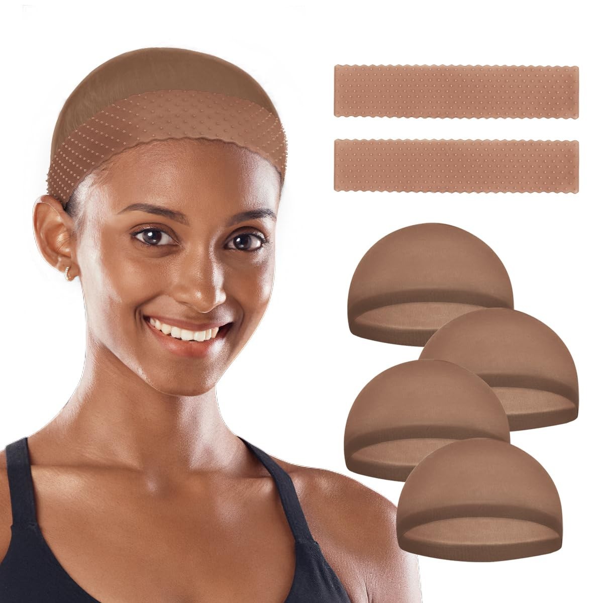 Adjustable Wig Grip Bands for Lace Front Wigs – Women’s Essential Set in Brown