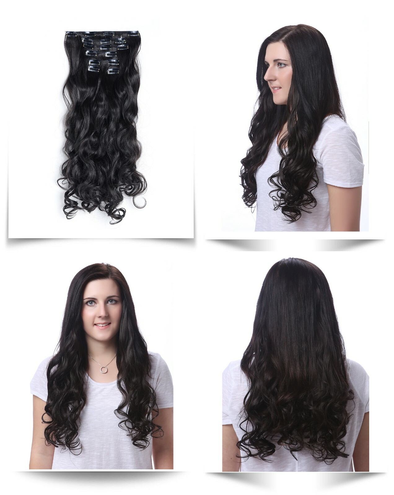 Onedor 20″ Curly Full Head Clip in Synthetic Hair Extensions 7pcs 140g