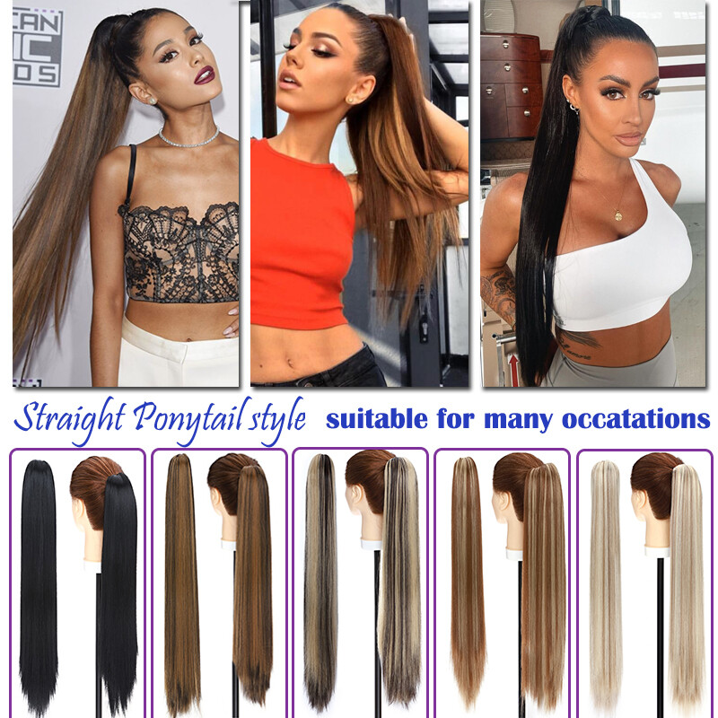 100% Thick Ponytail Hairpiece Claw Clip Long Wavy Curly Pony Tail Hair Extension