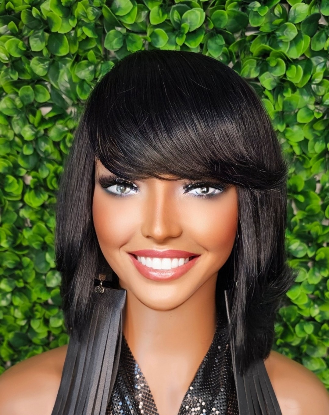 Swoop Bang Bob Wig: Peruvian Remy Human Hair, Glueless Short Cut