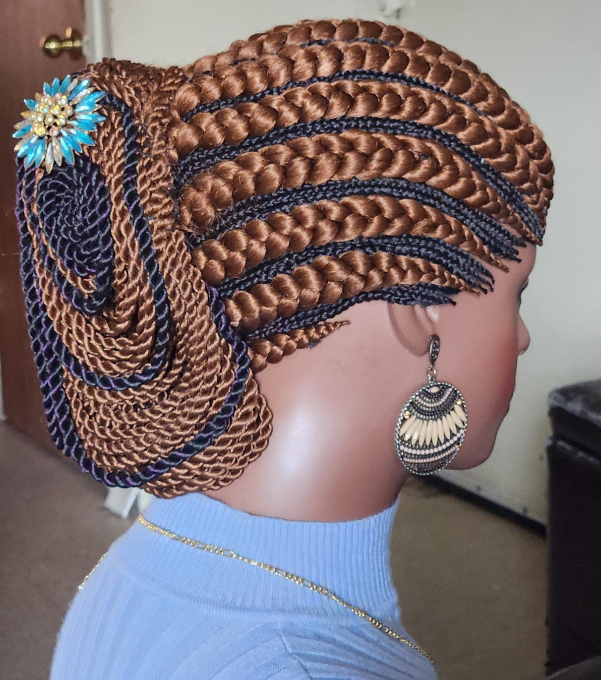 handmade braided cornrows wig pony Elephant Dark brown/1B