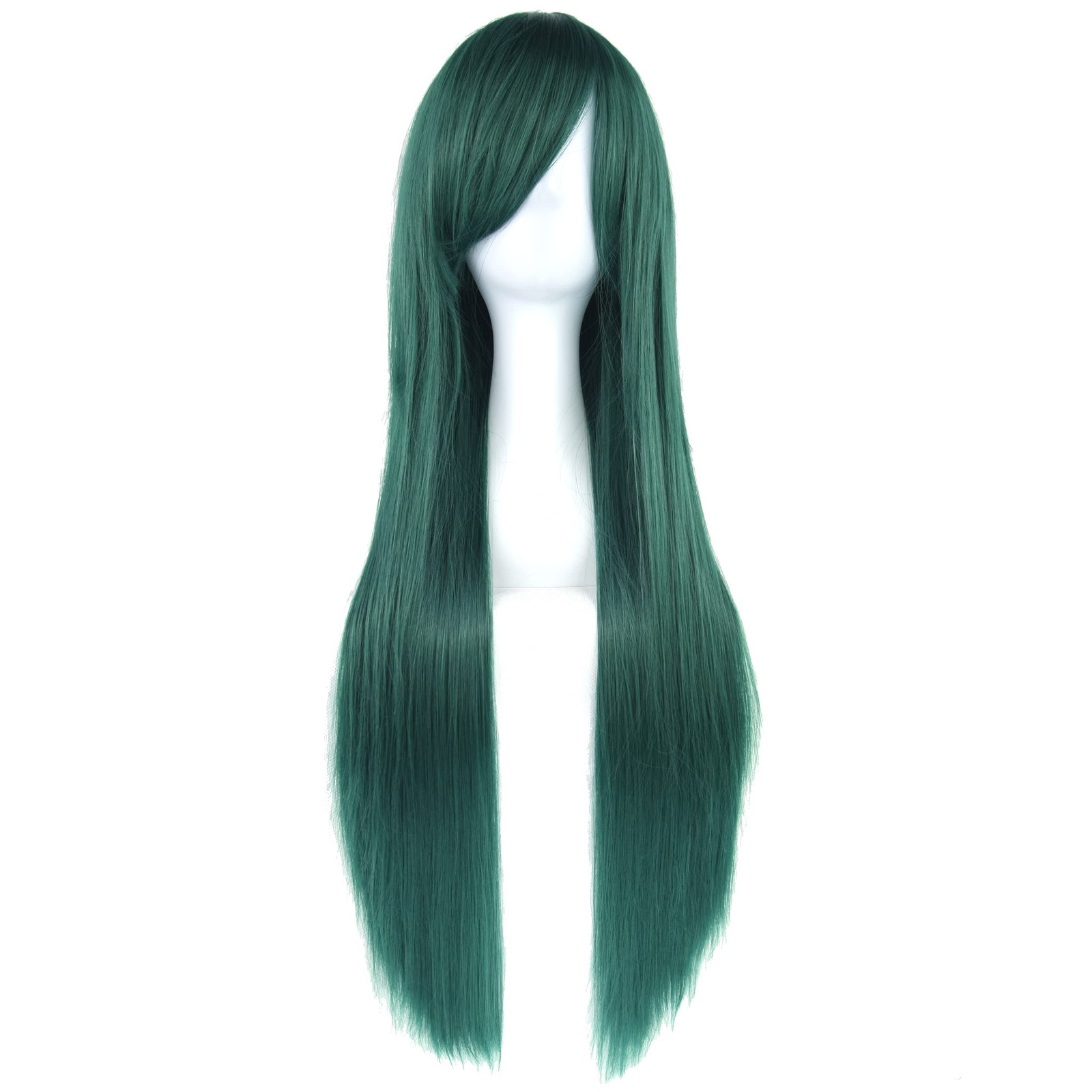 80cm Long Straight Natural Hair Cosplay Wigs with Bangs Colorful Halloween Co