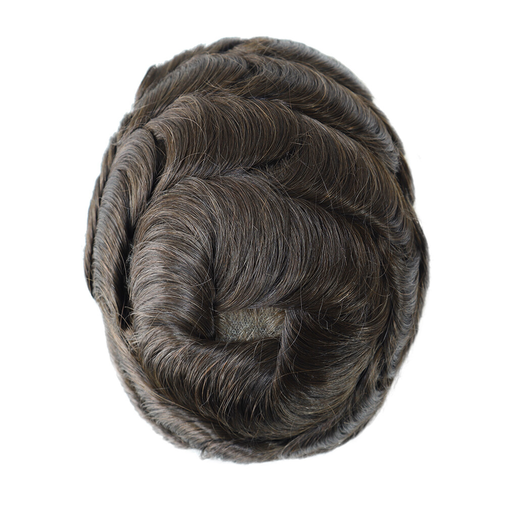 Toupee For Men Human Hair Replecement System All Swiss Lace Hairpiece Dark Brown