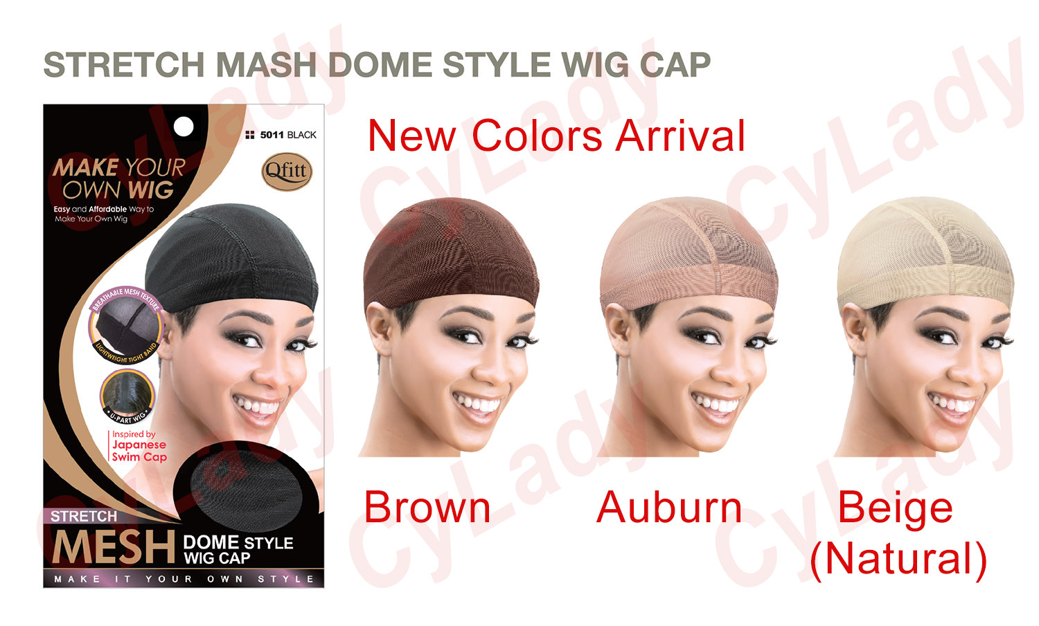 6 Pcs QFITT MESH DOME STYLE WIG CAP Black,Brown,Auburn,Beige