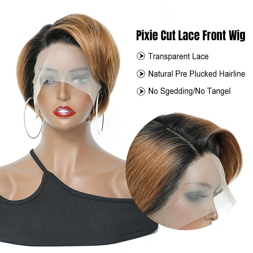 Pixie Cut Wigs for Black Women Human Hair Short Pixie Cut L Part Lace Front Wigs