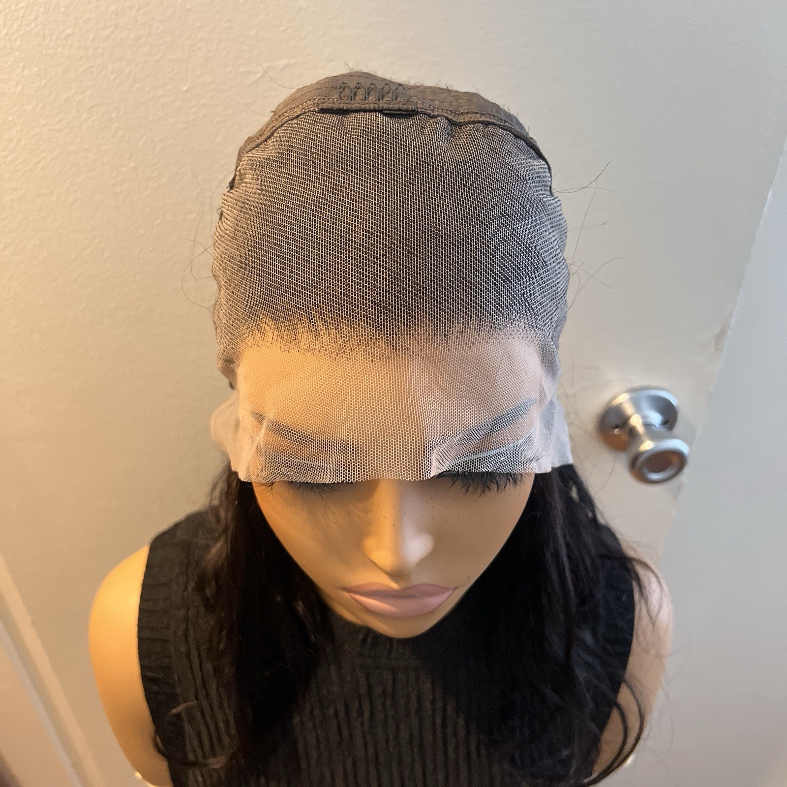 Dark Brown Lace Front Wavy Wig Adjustable Strap Free-Part Natural Women
