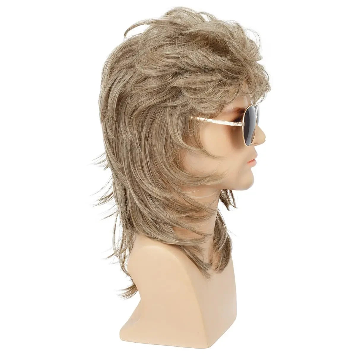 Men’s Black Mullet Wig Synthetic 18″ 70s 80s Costume Cosplay Fancy Dress Party