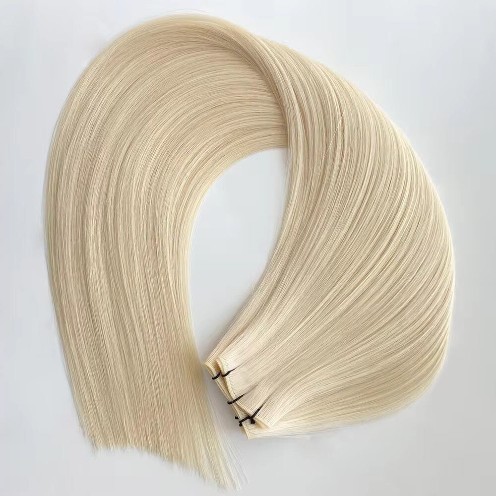 18″, 22″ Genius Wefts, 50g,100% Human Remy Hair Extensions #1001 Icy White