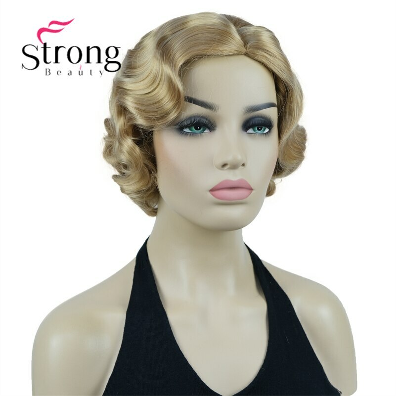 Finger Wave Wig Bob Short Curly Synthetic Hair Women 1920s Cosplay Party