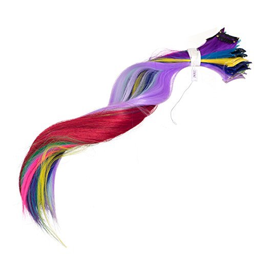 22 Pcs Colored Party Highlights Clip on in Hair Extensions Multi-Colors Hair