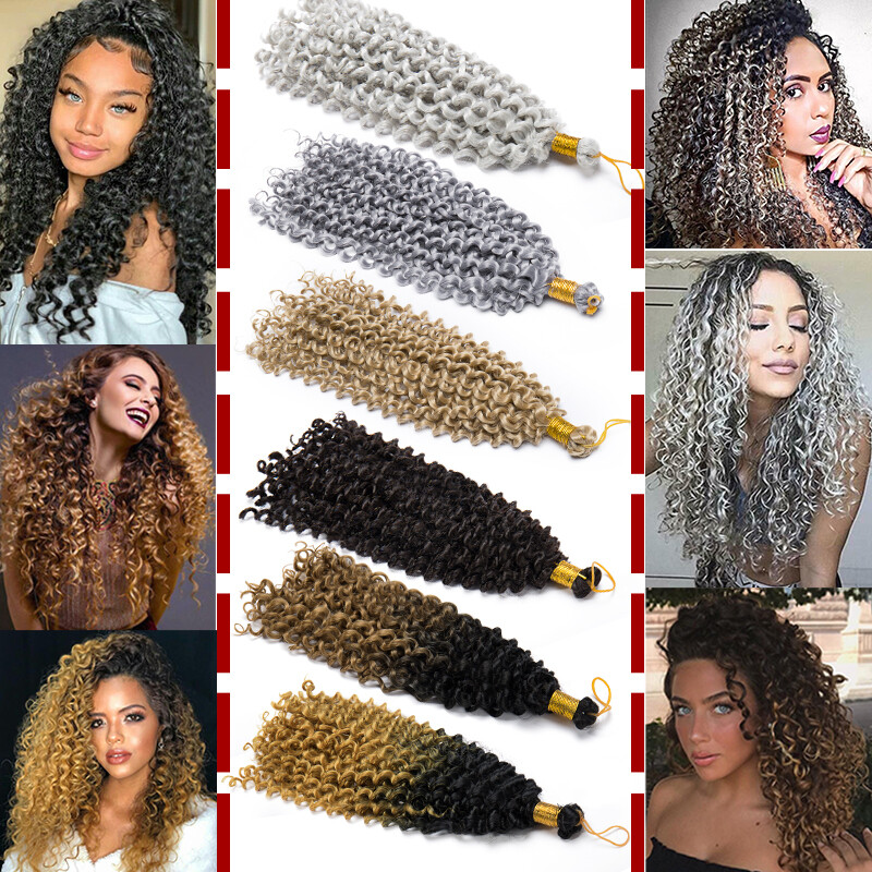 1/3/5 Pack Water Wave Marlybob Crochet Braids Hair Extensions 14 Inch Synthetic
