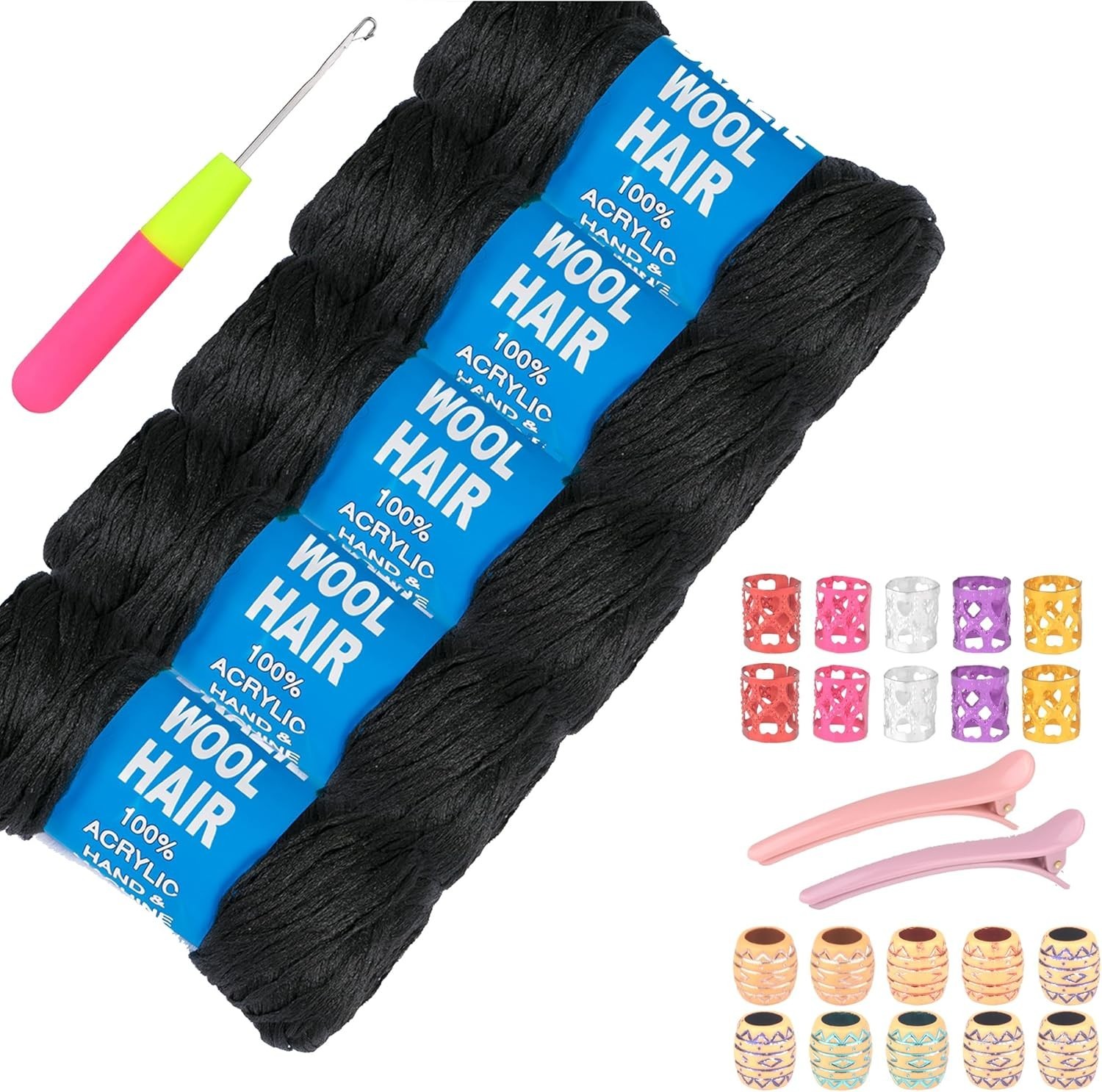 5Roll Brazilian Yarn Wool Hair Arylic Yarn for Hair Crochet Braid Twist Warps