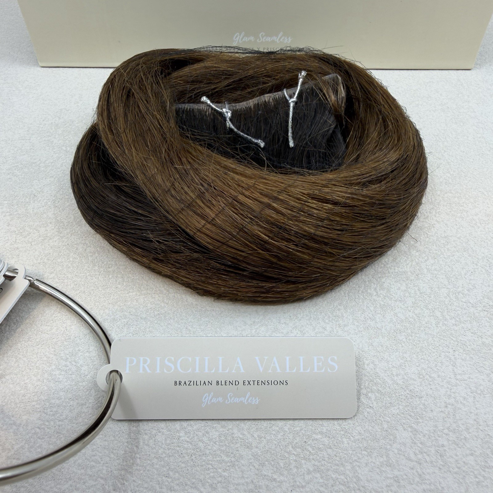 Glam Seamless x Priscilla Valles Tape In Hair Extension 25″ #5 Med Brown Ombré