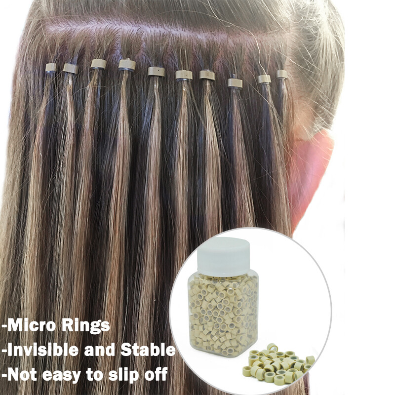 500PCS Silicone Micro I Tip Ring Beads 5/6mm for I Tip Hair Extensions Kits Tool