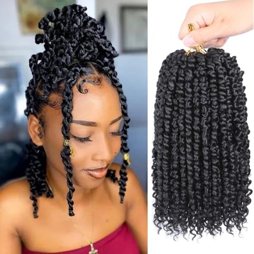 8 Packs Passion Twist Crochet Hair 10 Inch Pre Twisted 10 Inch (Pack of 8) 1B#
