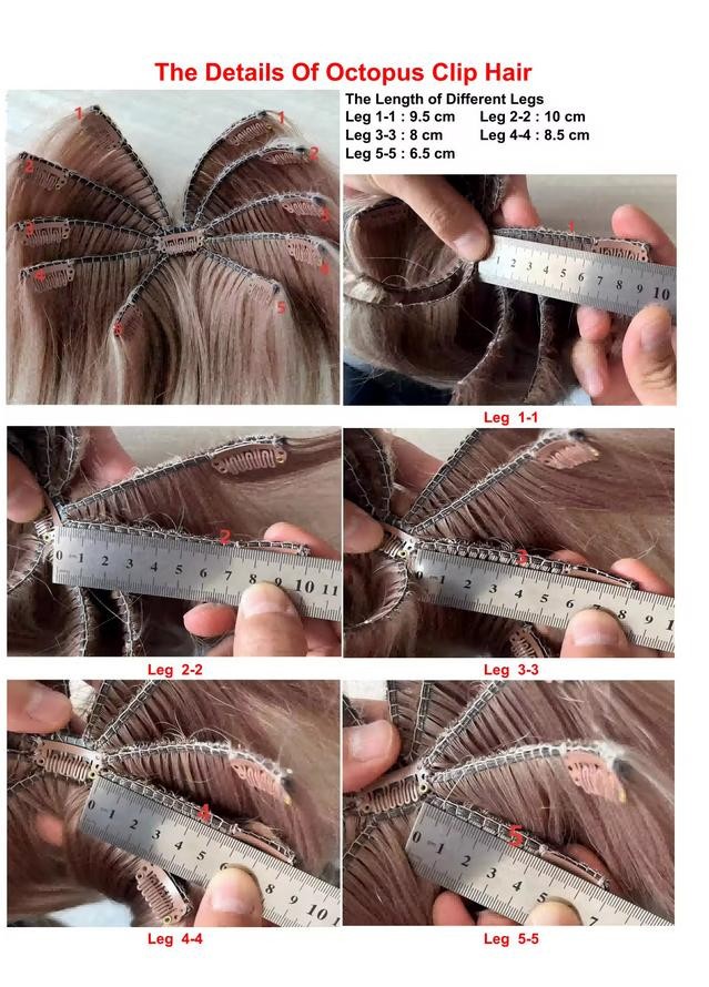 20″Customize Spider Seamless Octopus Clip in Hair Butterfly Clip in Wefts Topper