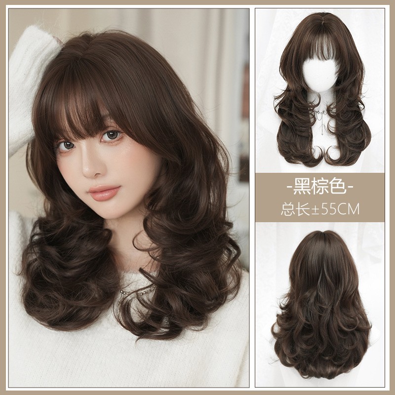 Long Curly Synthetic Wig Heat Resistant High Temperature Fiber Full Head Wig