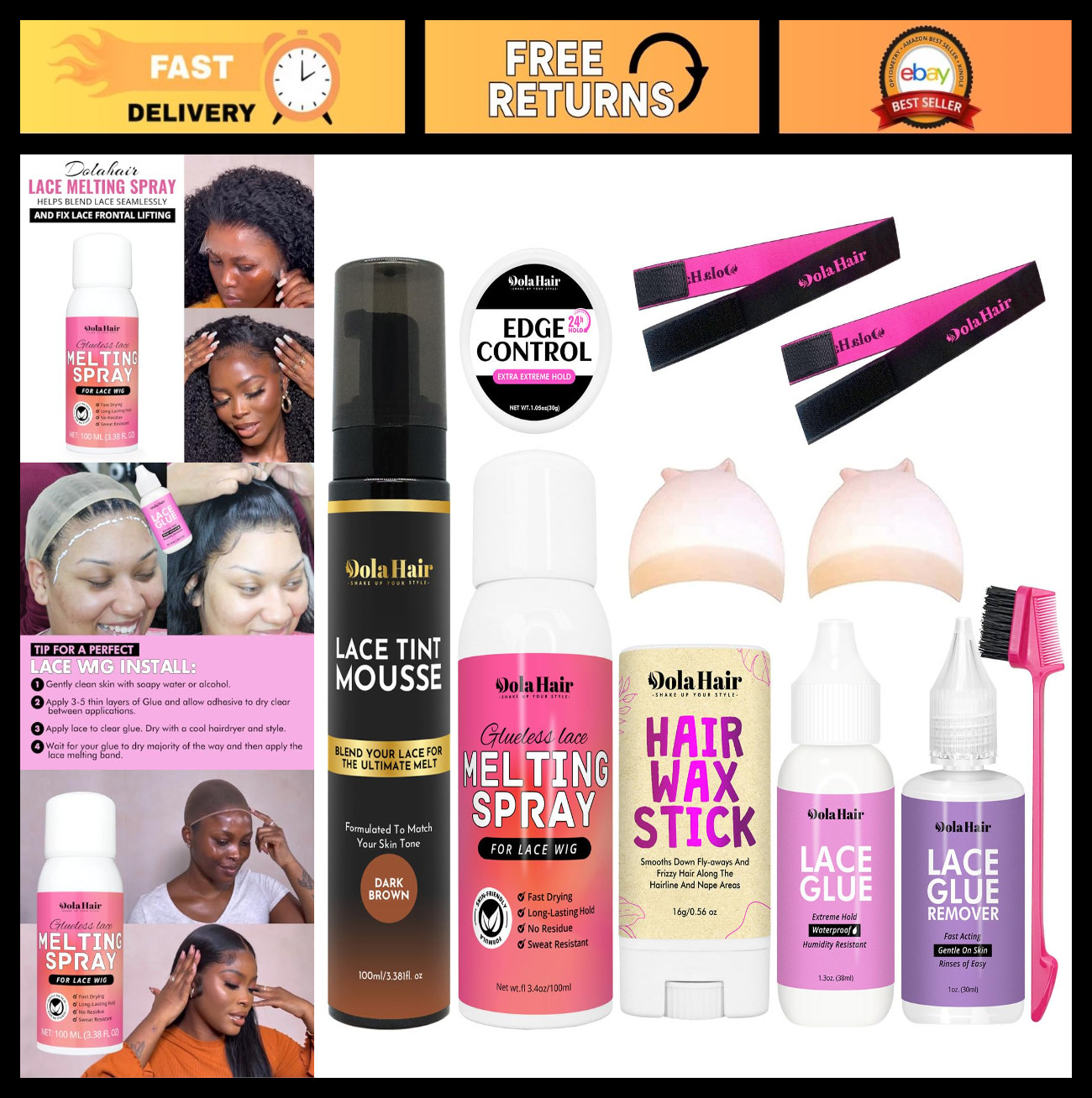 Lace Glue Kit for Wig Installation – Complete Set with Tint Mousse & Melting Spr