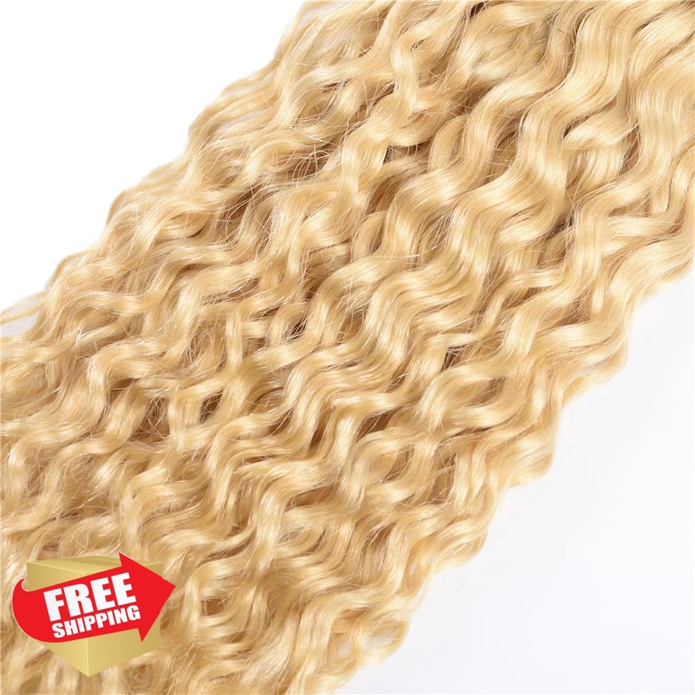 FuivJuix 3 Bundle 14 16 18 Inch #613 Blonde Water Wave Hair