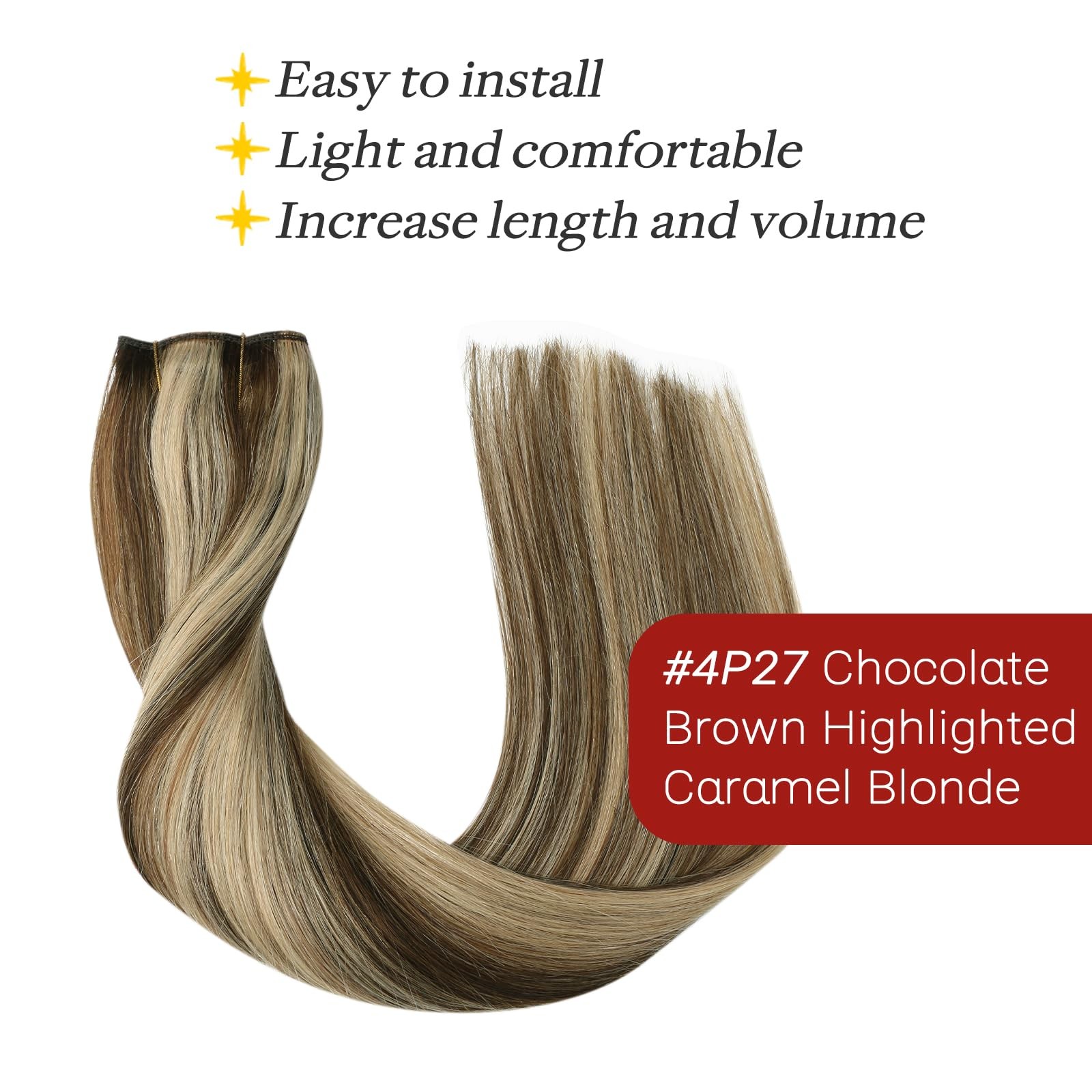 Safireny Wire Hair Extensions Real Human Hair 16 Inch Chocolate Brown To Dark
