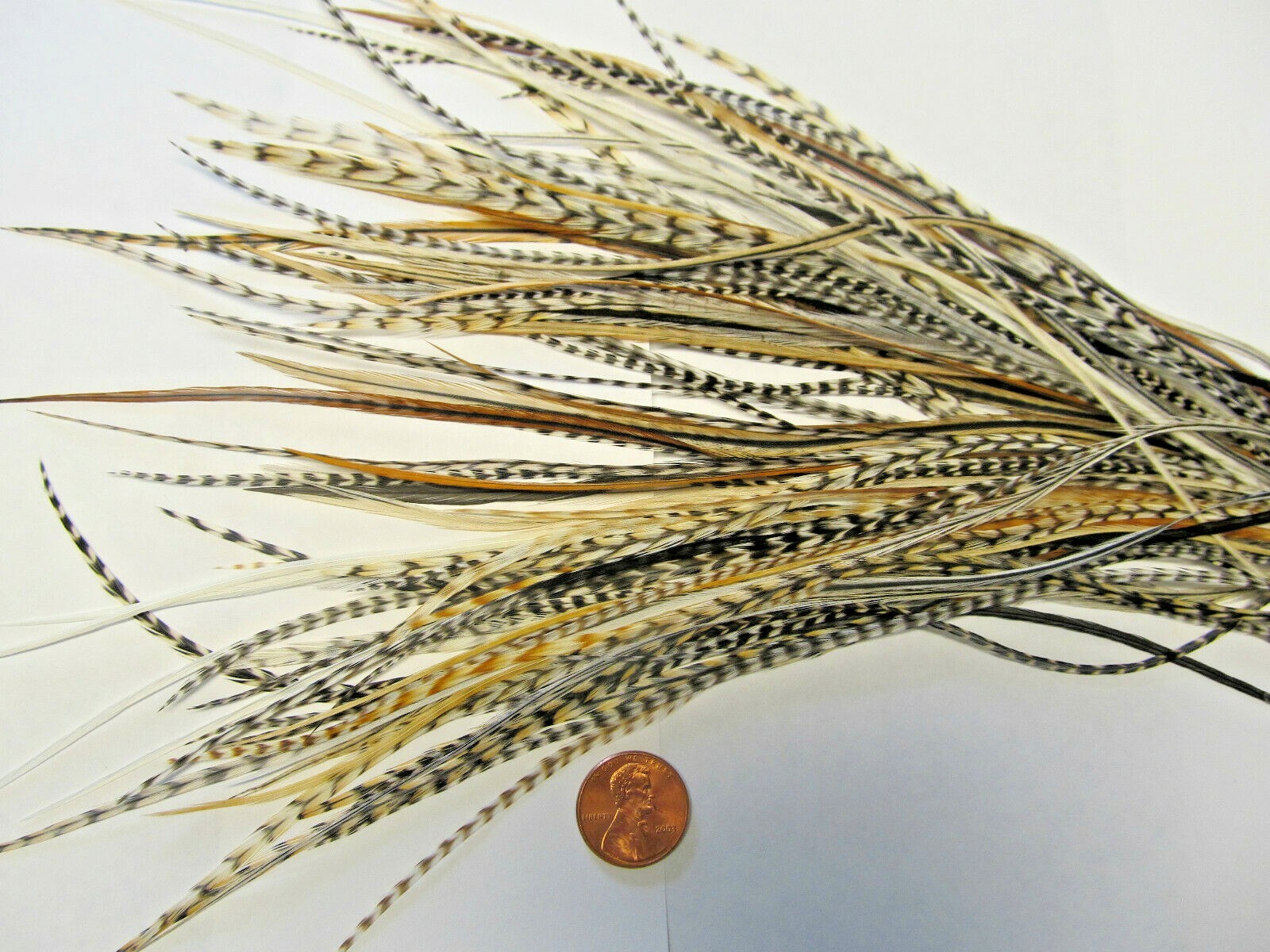 100 6 – 9″ NAT MIX WHITING GRIZZLY ROOSTER SADDLE FEATHERS FOR HAIR EXTENSIONS