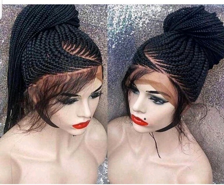 Braided wig:Handmade ponytail Braids Cornrows wigs,PRE-ORDER ONLY.2-3WEEKS.USA