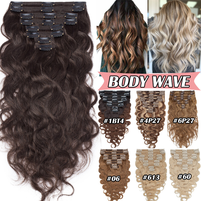 Extra Thick Double Weft Remy Clip In 100% Human Hair Extensions Full Head AAAAAA