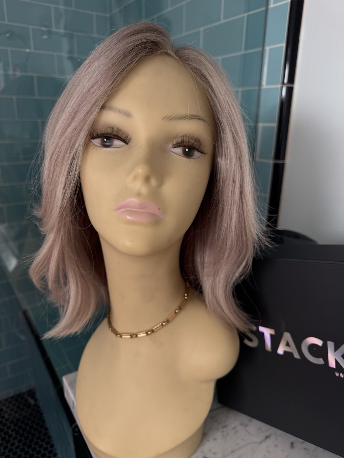 Human Hair Wig By Stacked Hair Wig Light Ash Blonde Natural Lace Front.