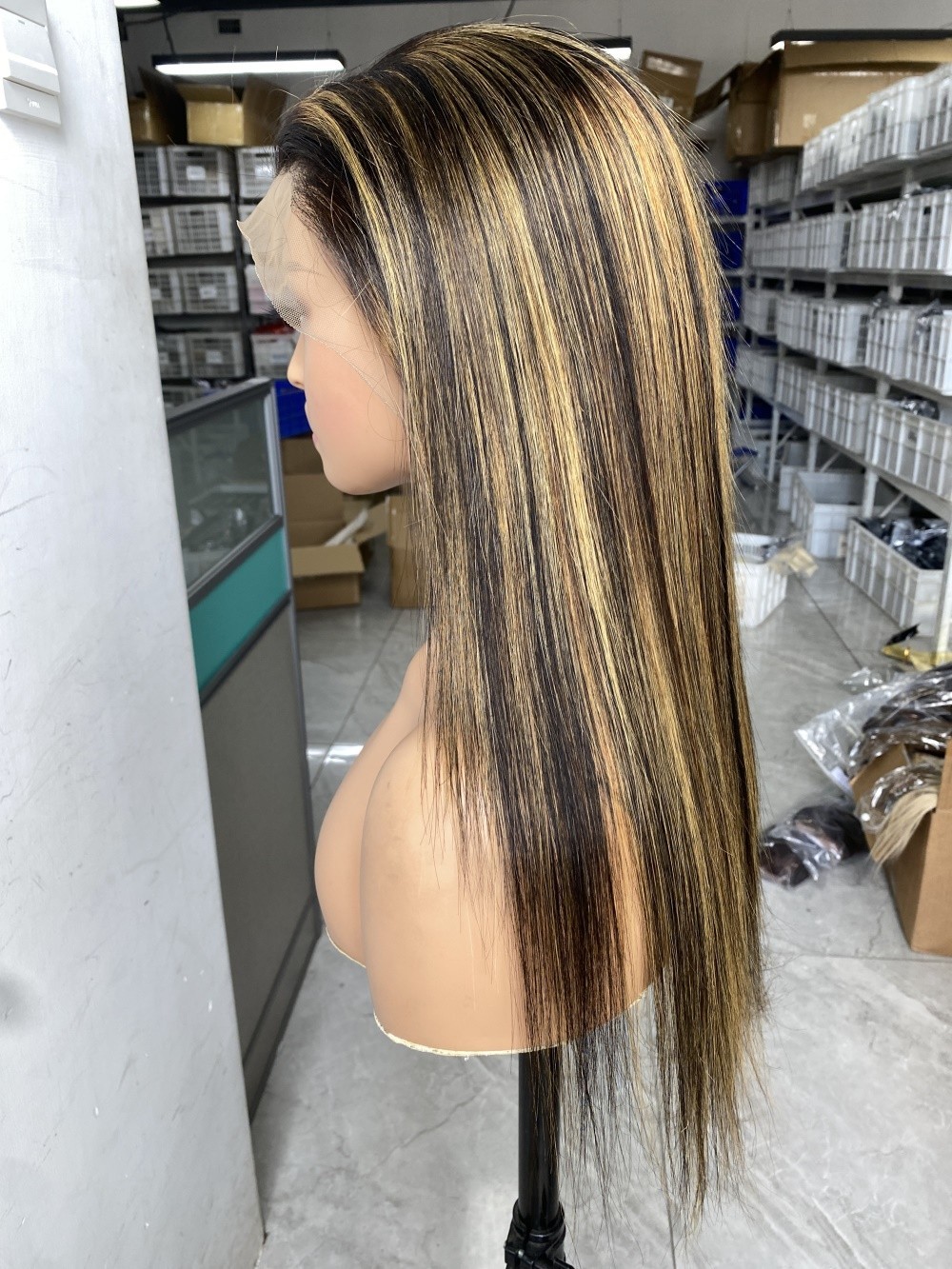 18″ 1b/27# Straight 13*4 lace frontal wig Human hair For women