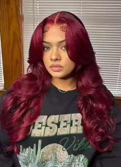9Burgundy Wavy Human Hair Bundles Full Ends PRE PLUCKED Thick Full Wine Red Body
