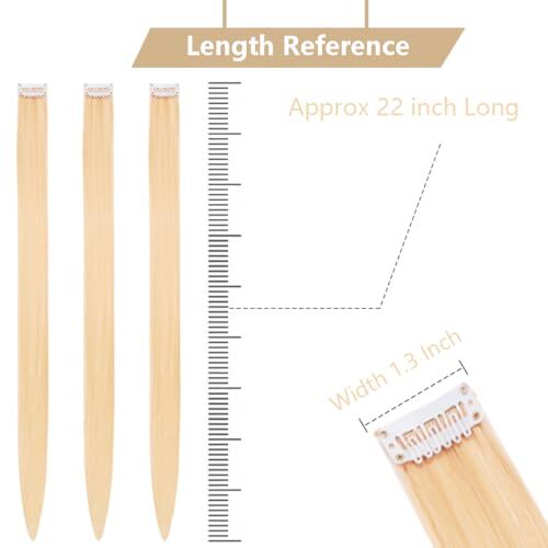 Blonde Hair Extensions Clip in for Kids 22 Inch (Pack of 10) 10PCS-Blonde