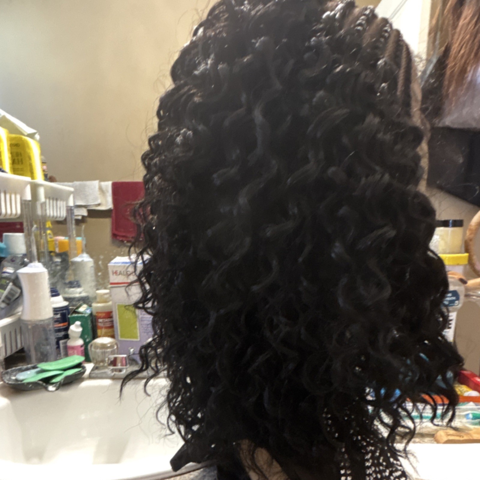 Braided Curly Lace Front 12 inch Human Hair Wig Medium Color 1b